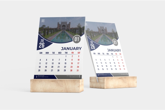 om tabletop calendar printing and design service by Ambeyson for business branding and promotional marketing