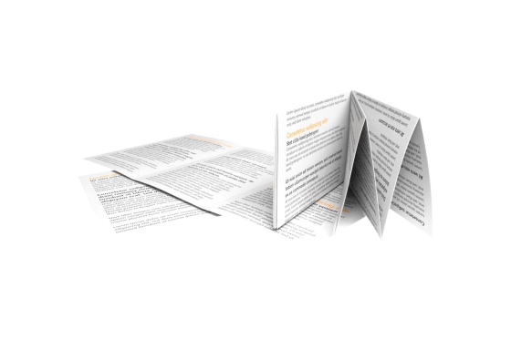 Custom folded leaflet and pharmaceutical insert printing services for product information and medical packaging by Ambeyson.