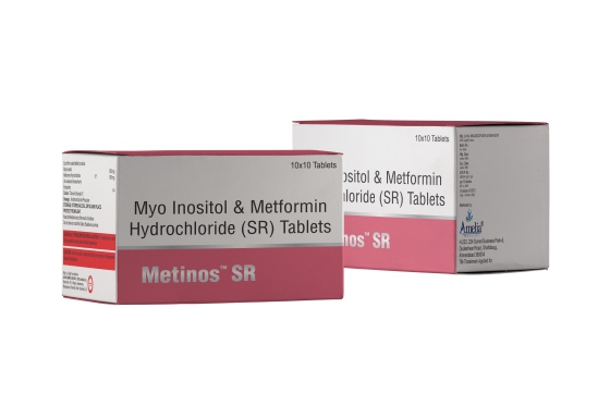 Pharmaceutical medicine carton packaging design for Metformin tablets with custom healthcare box printing by Ambeyson.