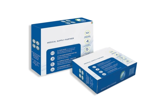 Custom medical supply packaging box design and printing for healthcare products and pharmaceutical branding by Ambeyson.